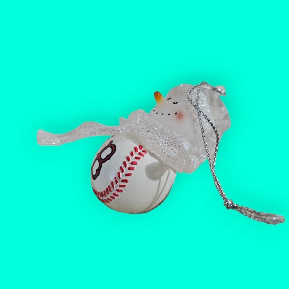 Boston Red Sox MLB Snowman Baseball Christmas Ornament Glitter White Red MLBP - Picture 6 of 6
